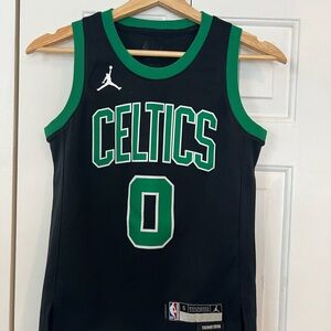 NBA Celtics Tatum NBA Black Jersey with Green Accents.